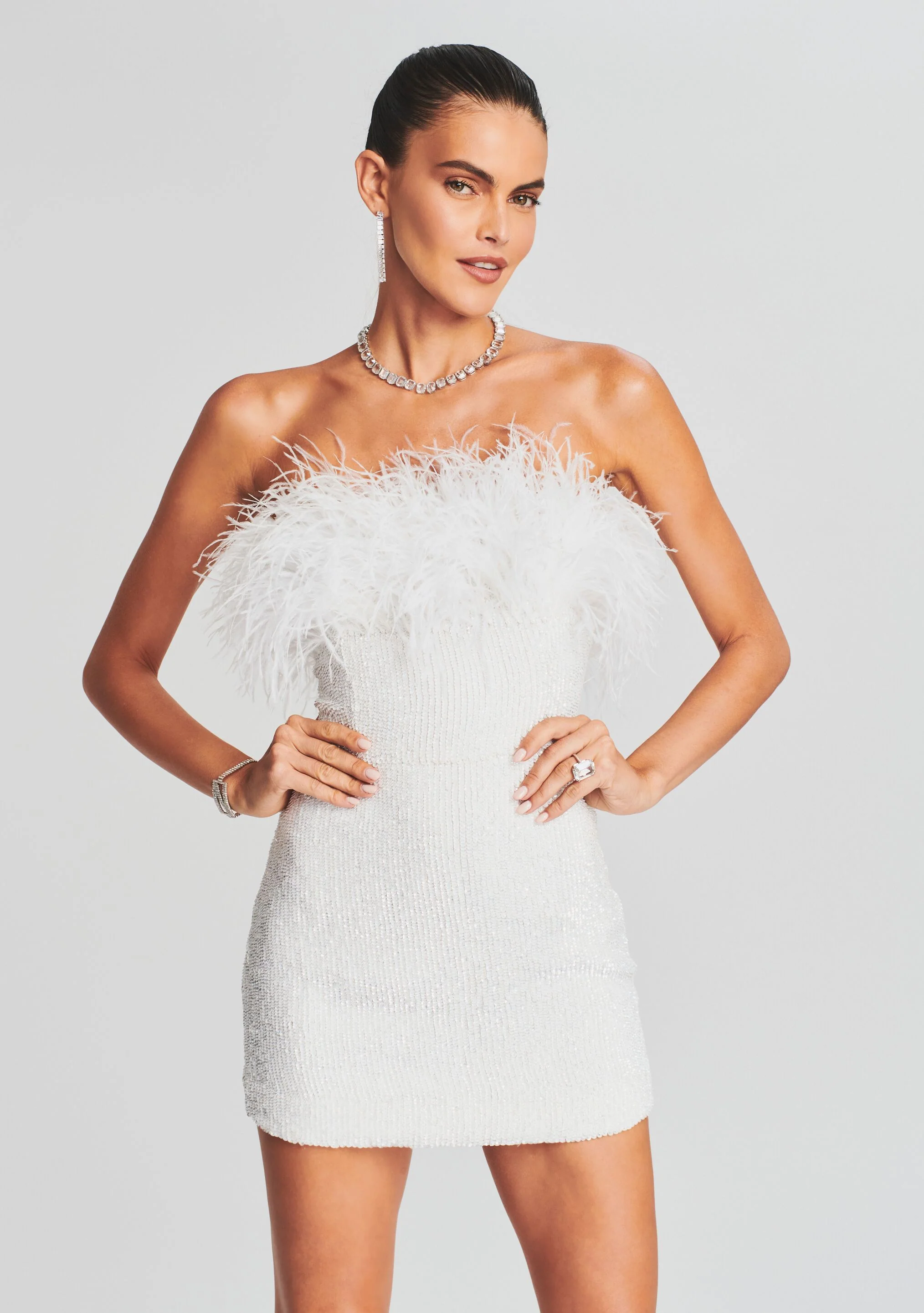Torin Sequin Feather Dress - Image 5